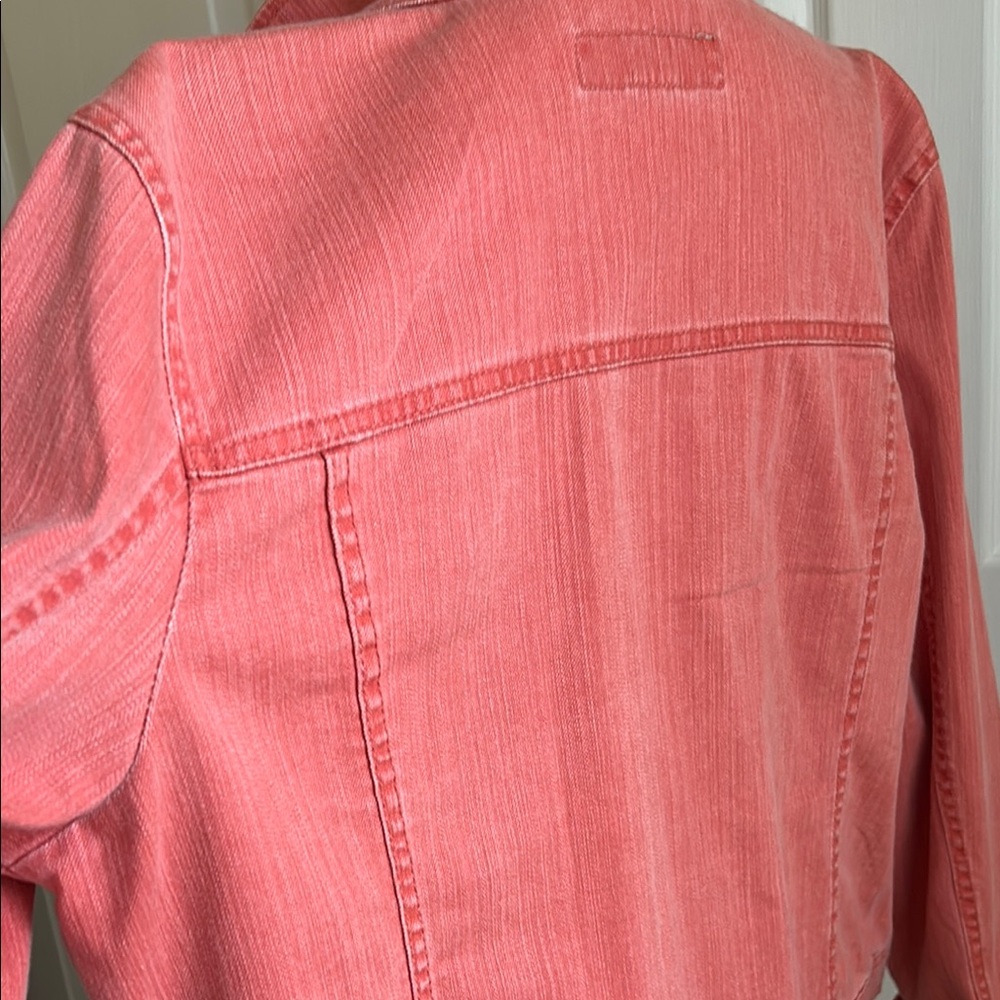 Merona Coral Jean Jacket Cropped Denim Style - Picture 4 of 4